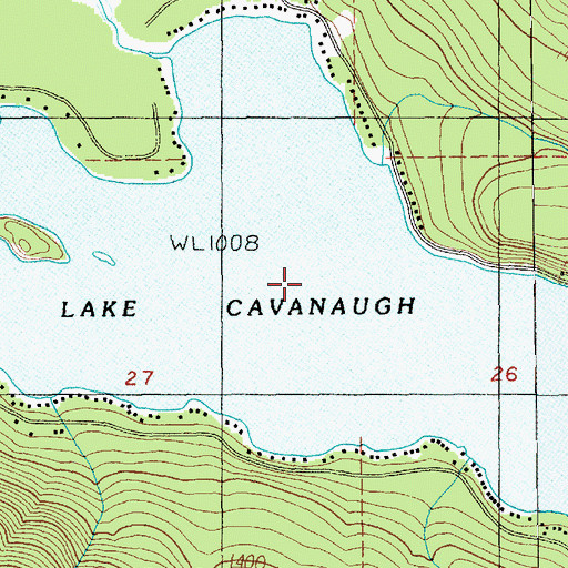 Topographic Map of Lake Cavanaugh Census Designated Place, WA