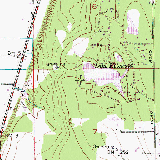 Topographic Map of Lake Ketchum Census Designated Place, WA