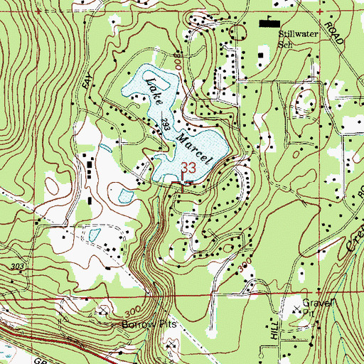 Topographic Map of Lake Marcel-Stillwater Census Designated Place, WA