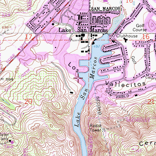 Topographic Map of Lake San Marcos Census Designated Place, CA