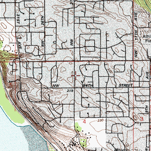 Topographic Map of Lake Shore Census Designated Place, WA