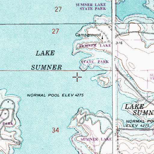 Topographic Map of Lake Sumner Census Designated Place, NM