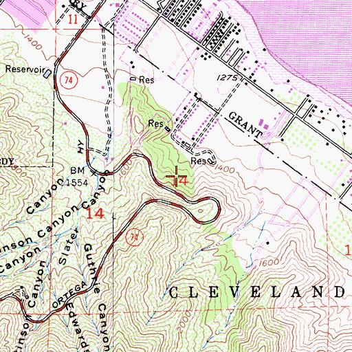 Topographic Map of Lakeland Village Census Designated Place, CA