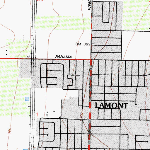 Topographic Map of Lamont Census Designated Place, CA