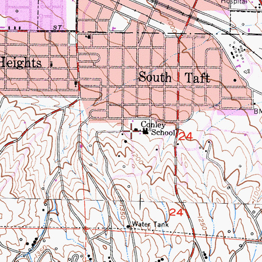 Topographic Map of Conley Elementary School, CA