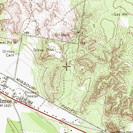 Topographic Map of Las Lomas Census Designated Place, TX