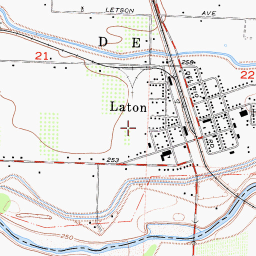 Topographic Map of Laton Census Designated Place, CA