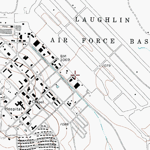 Topographic Map of Laughlin Air Force Base Census Designated Place, TX