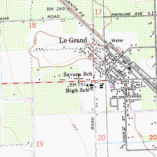 Topographic Map of Le Grand Census Designated Place, CA