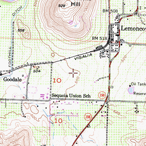 Topographic Map of Lemon Cove Census Designated Place, CA
