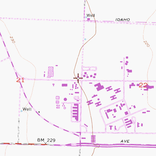 Topographic Map of Lemoore Station Census Designated Place, CA