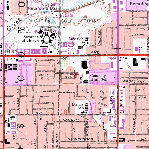 Topographic Map of Cornelia Connelly High School, CA