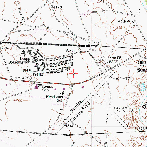 Topographic Map of Leupp Census Designated Place, AZ