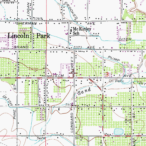 Topographic Map of Lincoln Park Census Designated Place, CO