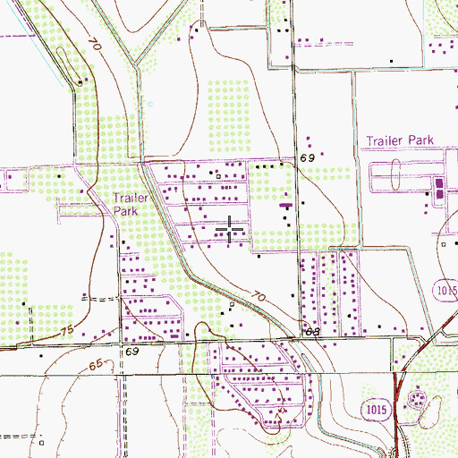 Topographic Map of Llano Grande Census Designated Place, TX