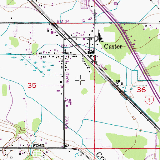 Topographic Map of Custer Census Designated Place, WA