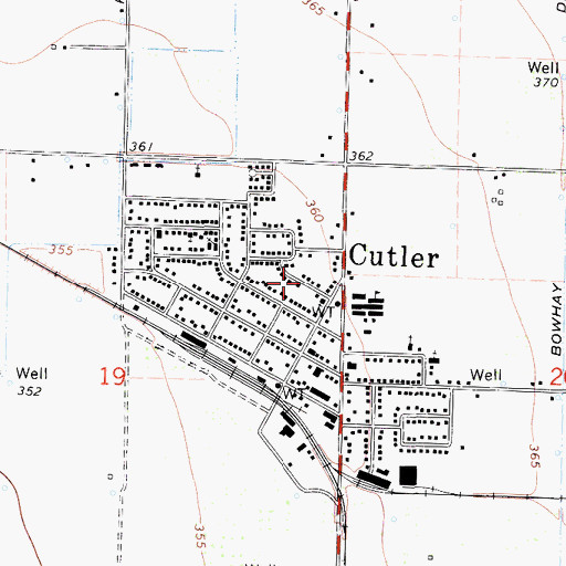 Topographic Map of Cutler Census Designated Place, CA