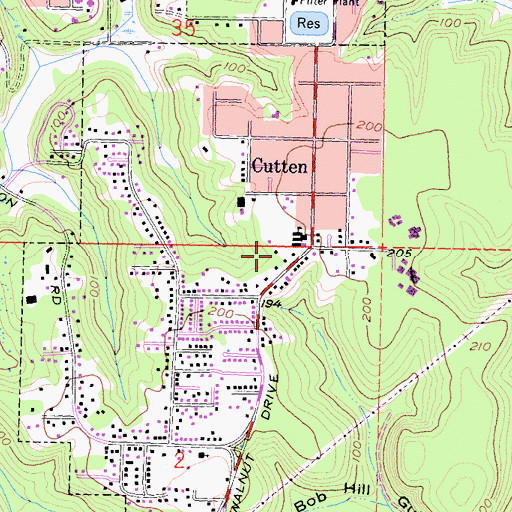 Topographic Map of Cutten Census Designated Place, CA