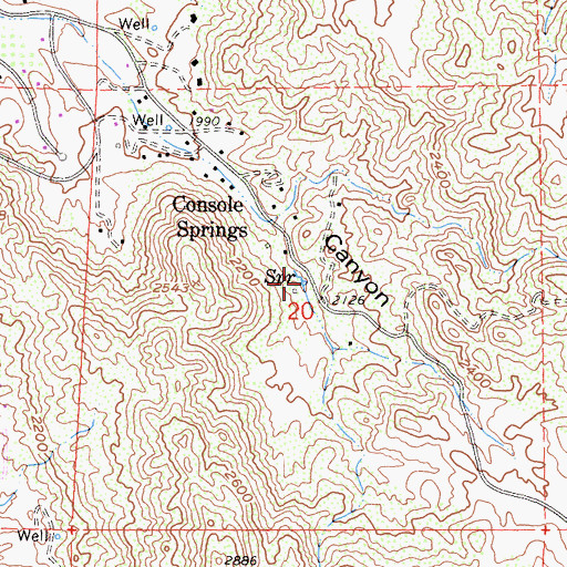 Topographic Map of Console Springs, CA