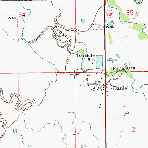 Topographic Map of Daniel Census Designated Place, WY