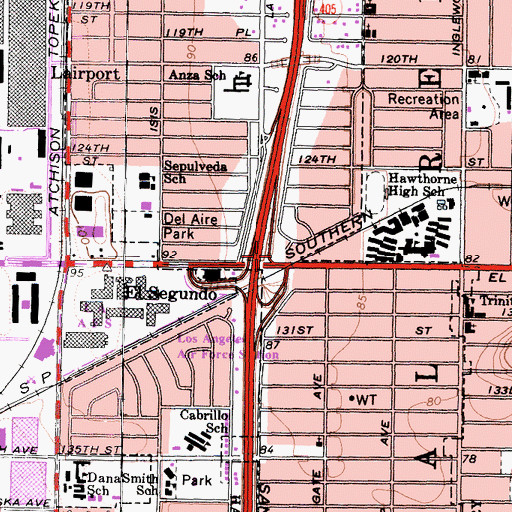 Topographic Map of Del Aire Census Designated Place, CA