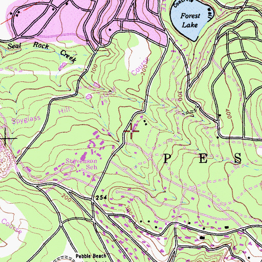 Topographic Map of Del Monte Forest Census Designated Place, CA