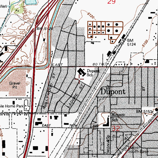 Topographic Map of Derby Census Designated Place, CO