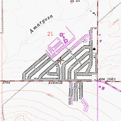 Topographic Map of Desert View Highlands Census Designated Place, CA