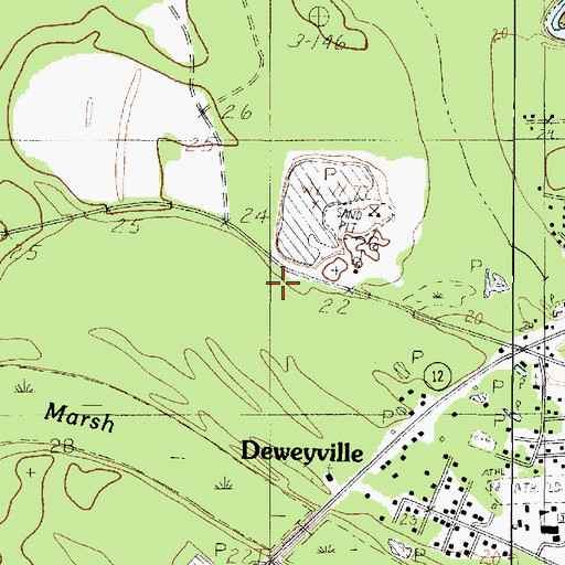 Topographic Map of Deweyville Census Designated Place, TX