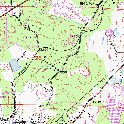 Topographic Map of Diamond Springs Census Designated Place, CA