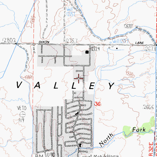 Topographic Map of Dixon Lane-Meadow Creek Census Designated Place, CA