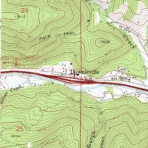 Topographic Map of Downieville-Lawson-Dumont Census Designated Place, CO