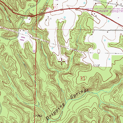 Topographic Map of Dripping Springs Census Designated Place, OK