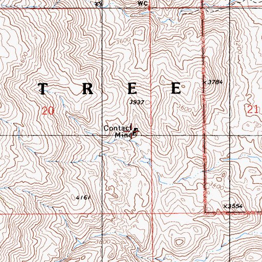 Topographic Map of Contact Mine, CA