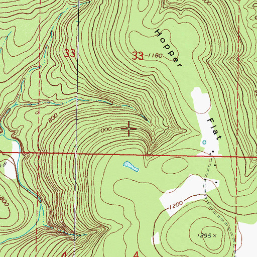 Topographic Map of Dry Creek Census Designated Place, OK
