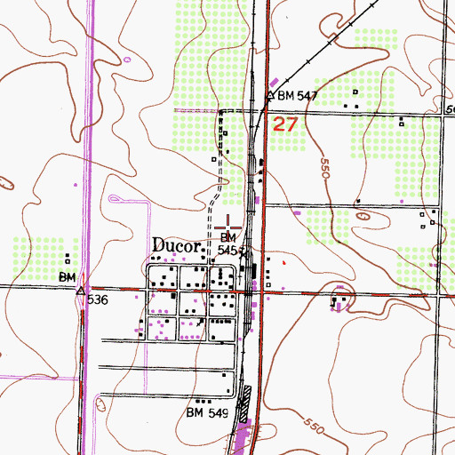 Topographic Map of Ducor Census Designated Place, CA