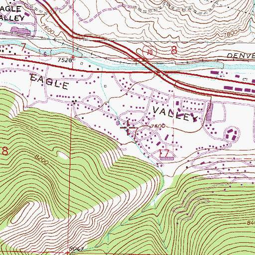 Topographic Map of Eagle-Vail Census Designated Place, CO