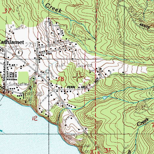 Topographic Map of East Cathlamet Census Designated Place, WA
