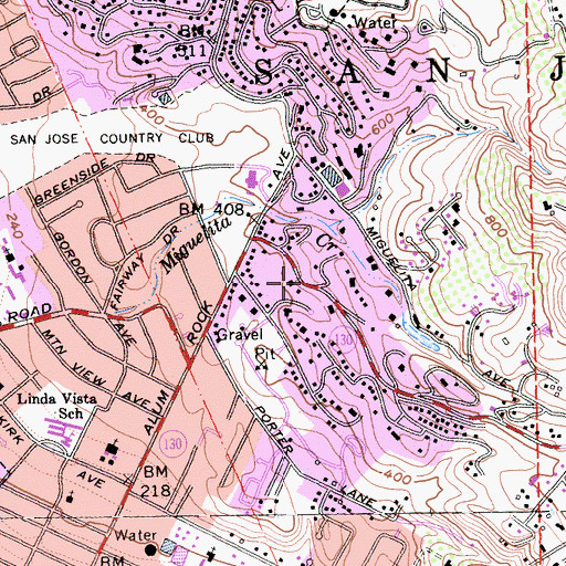 Topographic Map of East Foothills Census Designated Place, CA