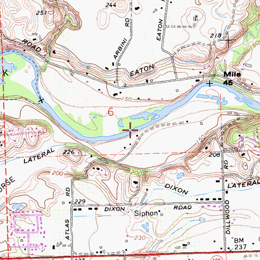 Topographic Map of East Oakdale Census Designated Place, CA