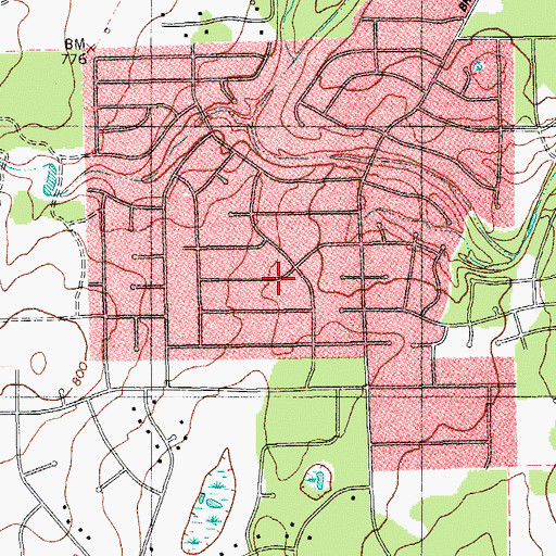 Topographic Map of Shady Hollow Census Designated Place, TX