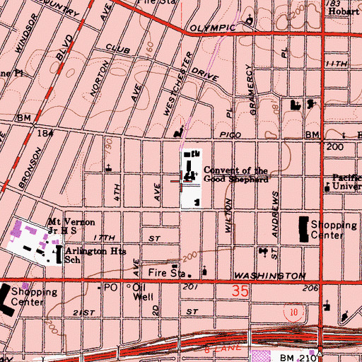 Topographic Map of Convent of the Good Shepherd, CA
