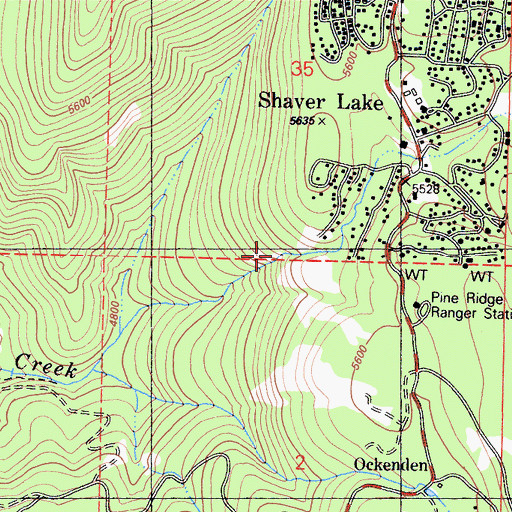 Topographic Map of Shaver Lake Census Designated Place, CA