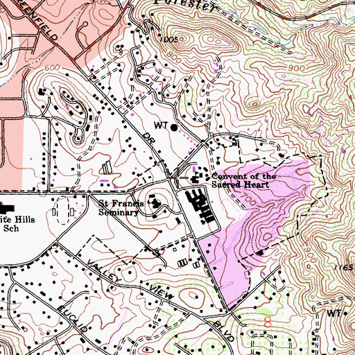 Topographic Map of Convent of the Sacred Heart, CA