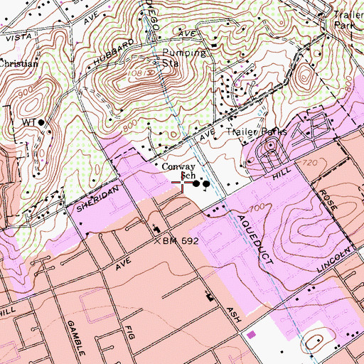 Topographic Map of Conway Elementary School, CA
