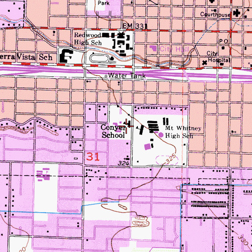 Topographic Map of Conyer Elementary School, CA