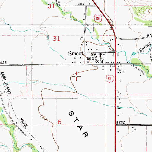 Topographic Map of Smoot Census Designated Place, WY