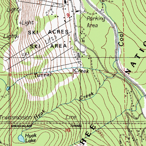 Topographic Map of Snoqualmie Pass Census Designated Place, WA