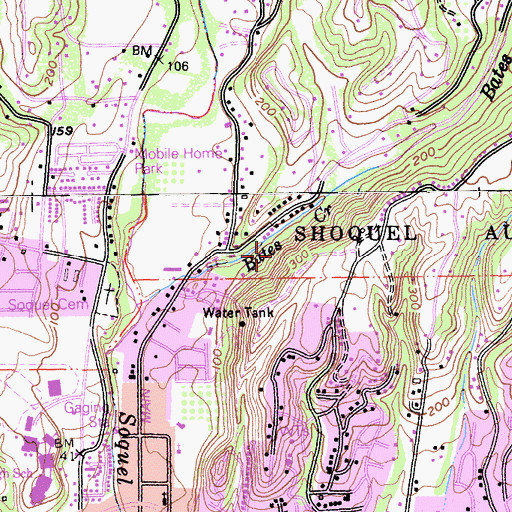 Topographic Map of Soquel Census Designated Place, CA
