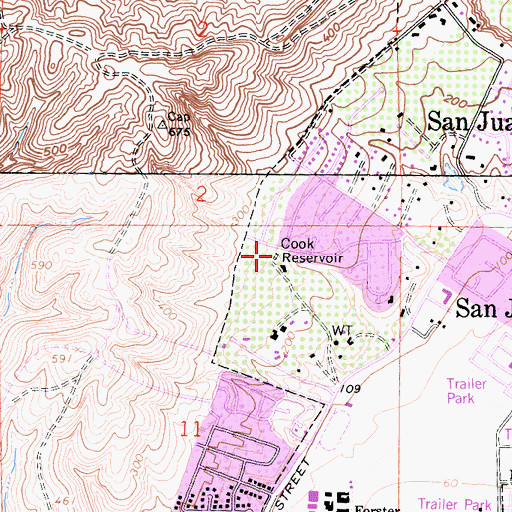 Topographic Map of Cook Reservoir, CA